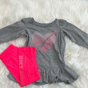 Girls 18m NIKE two piece pink and grey